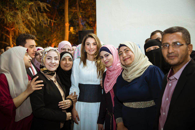  Her Majesty Queen Rania joins trainees and senior staff of the Queen Rania Teacher Academy for an iftar on Tuesday (Photo courtesy of Royal Court)